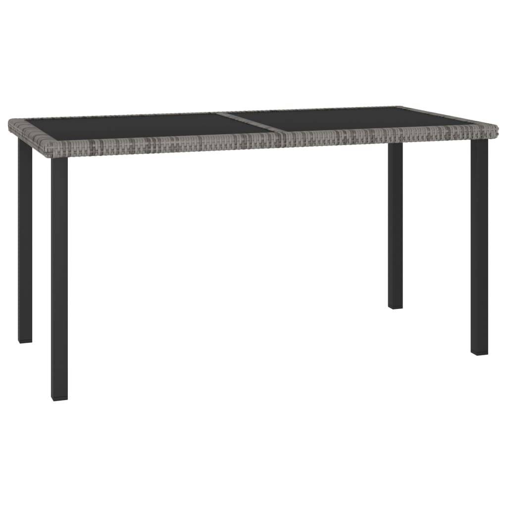 vidaXL Garten-Esstisch Grau 140x70x73 cm Poly Rattan-5