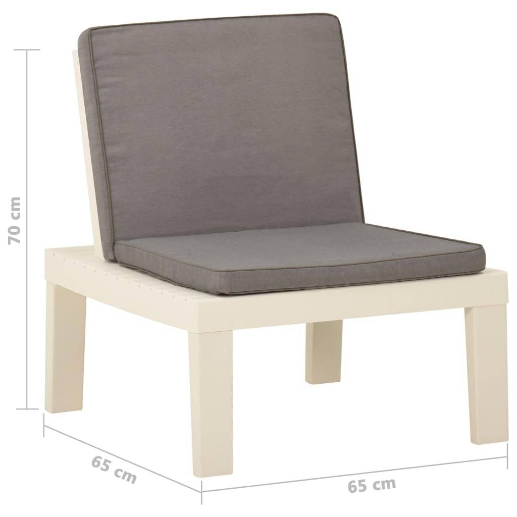 vidaXL Garten-Lounge-Stuhl mit Auflage Kunststoff Weiß-5