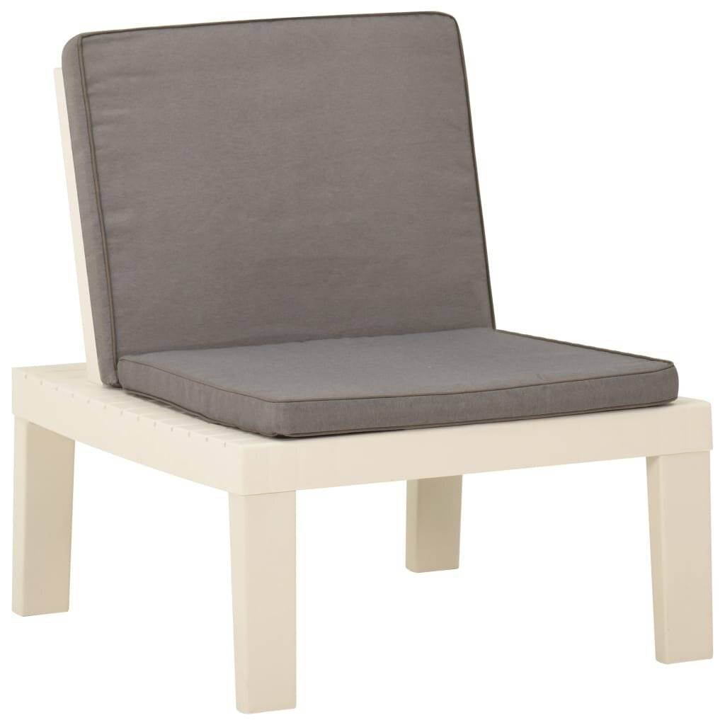 Garten-Lounge-Stuhl mit Auflage Kunststoff Weiß-0