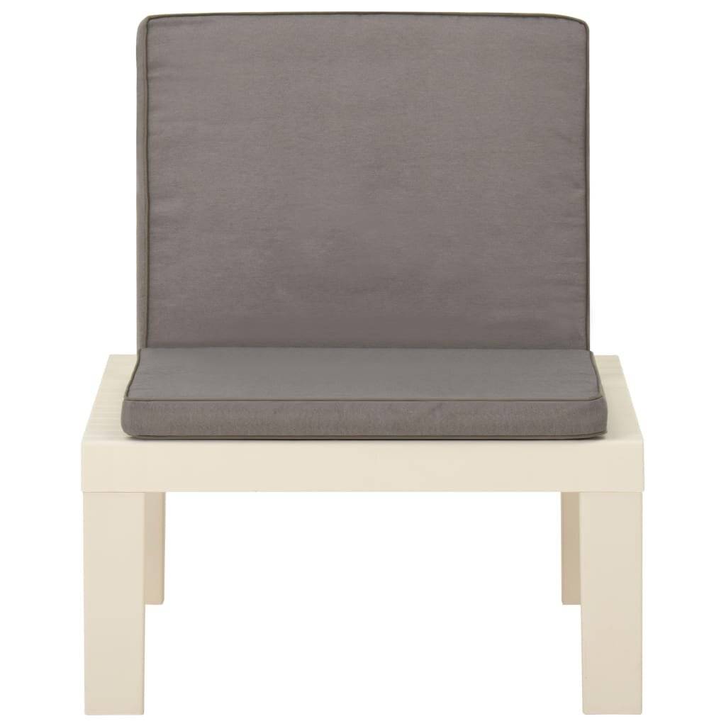 Garten-Lounge-Stuhl mit Auflage Kunststoff Weiß-1