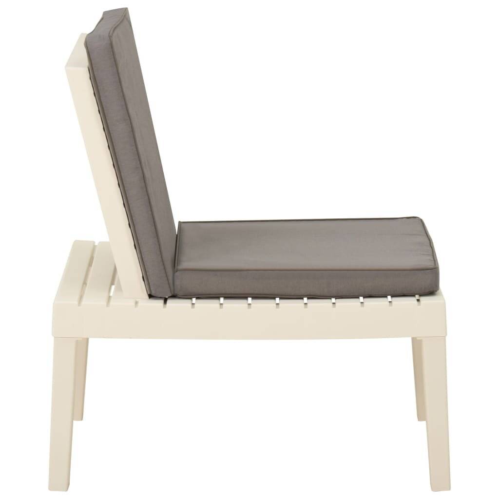 Garten-Lounge-Stuhl mit Auflage Kunststoff Weiß-2