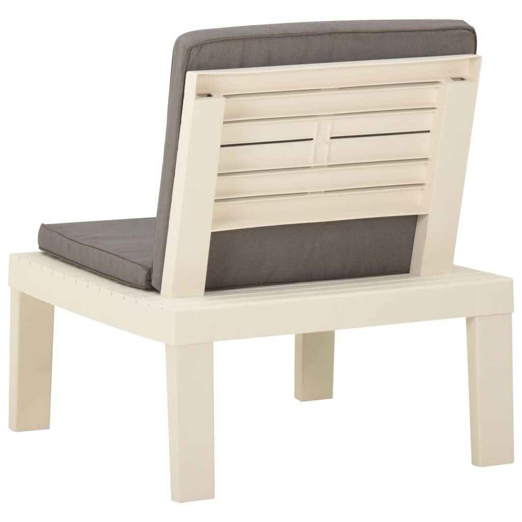 Garten-Lounge-Stuhl mit Auflage Kunststoff Weiß-3