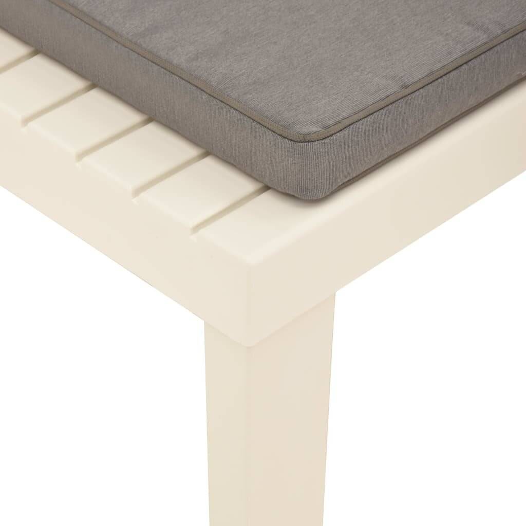 Garten-Lounge-Stuhl mit Auflage Kunststoff Weiß-4