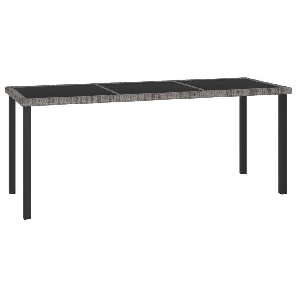vidaXL Garten-Esstisch Grau 180x70x73 cm Poly Rattan-5