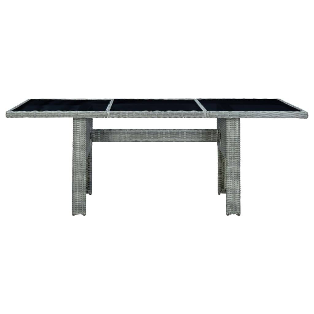 Gartentisch Hellgrau Poly Rattan und Hartglas-1