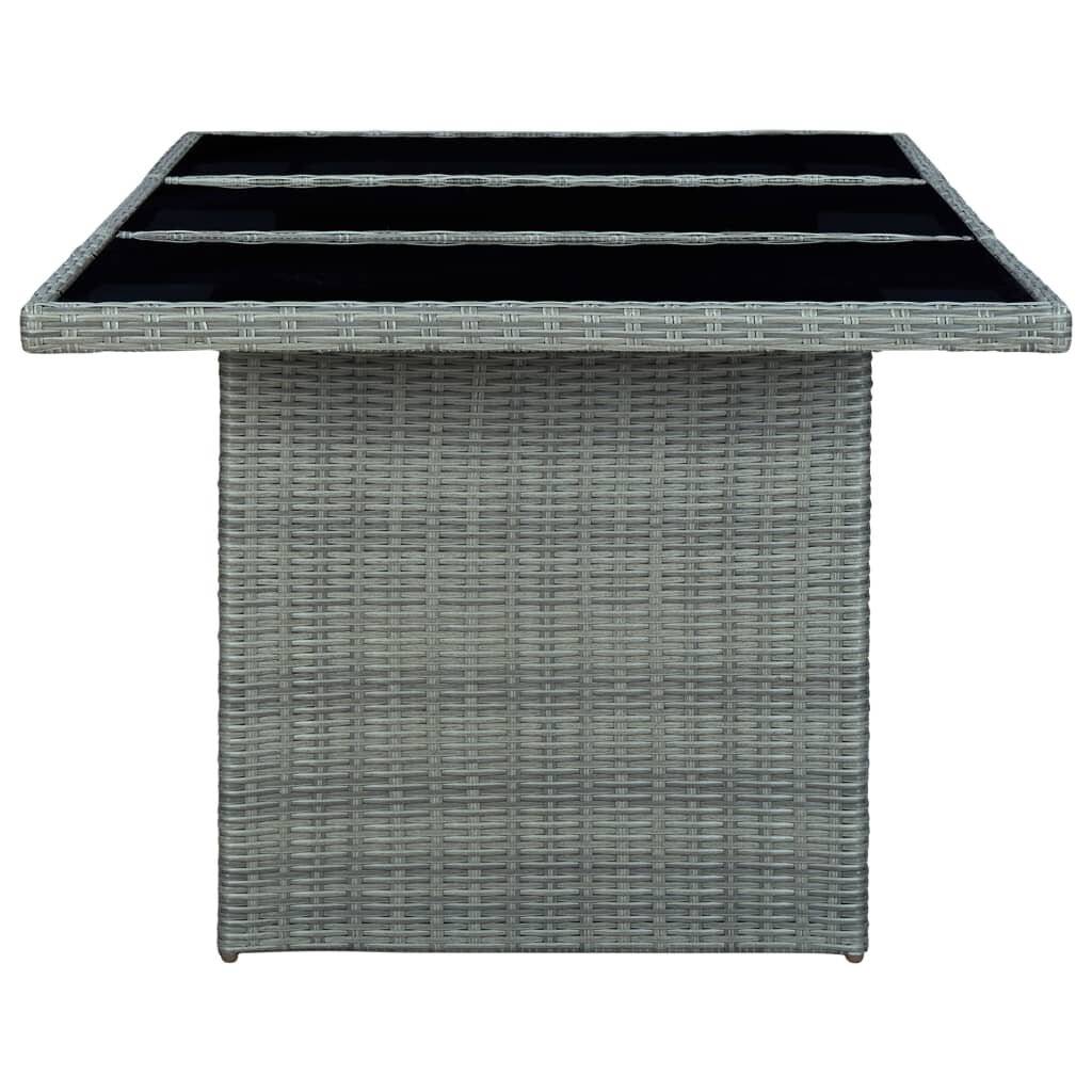Gartentisch Hellgrau Poly Rattan und Hartglas-2