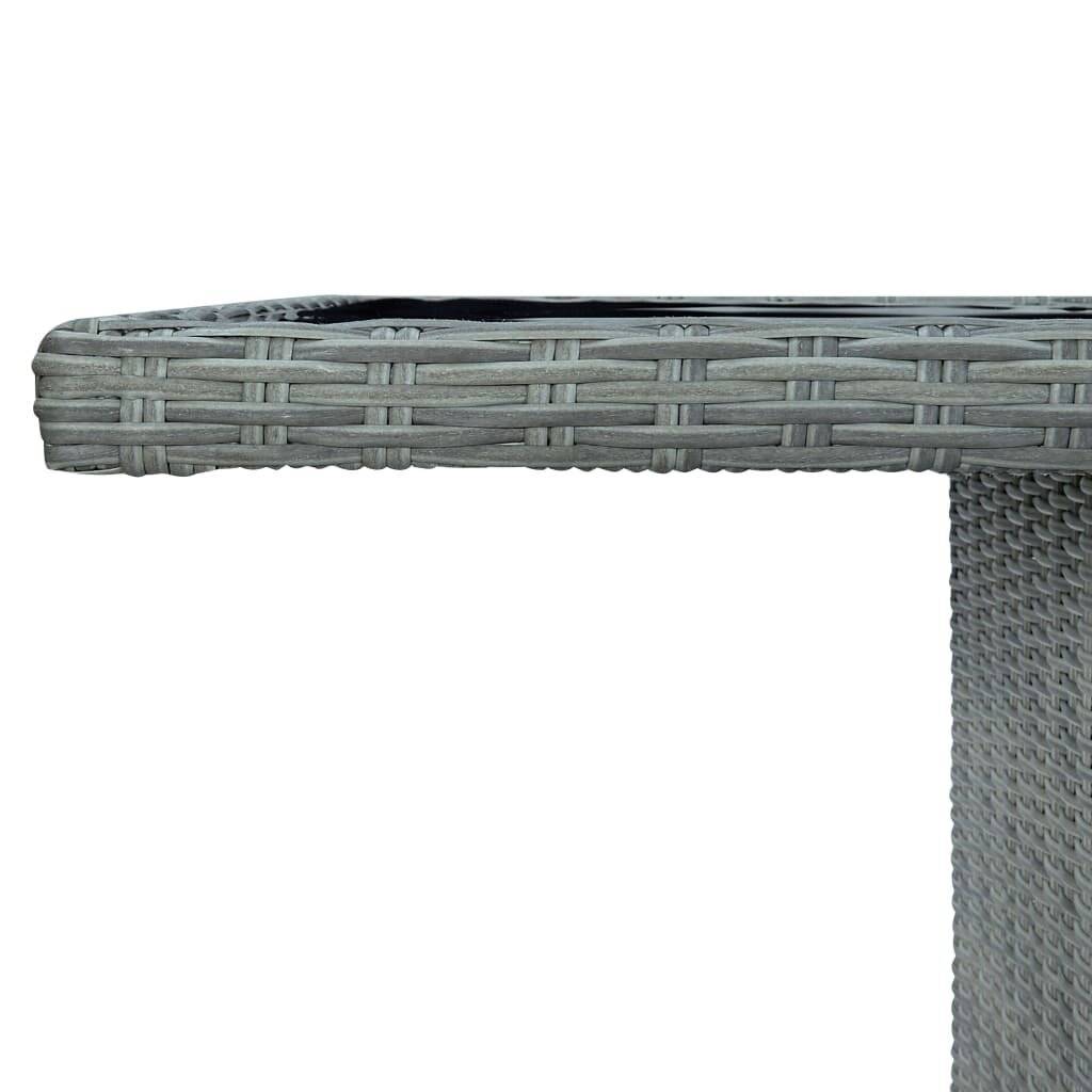 Gartentisch Hellgrau Poly Rattan und Hartglas-3
