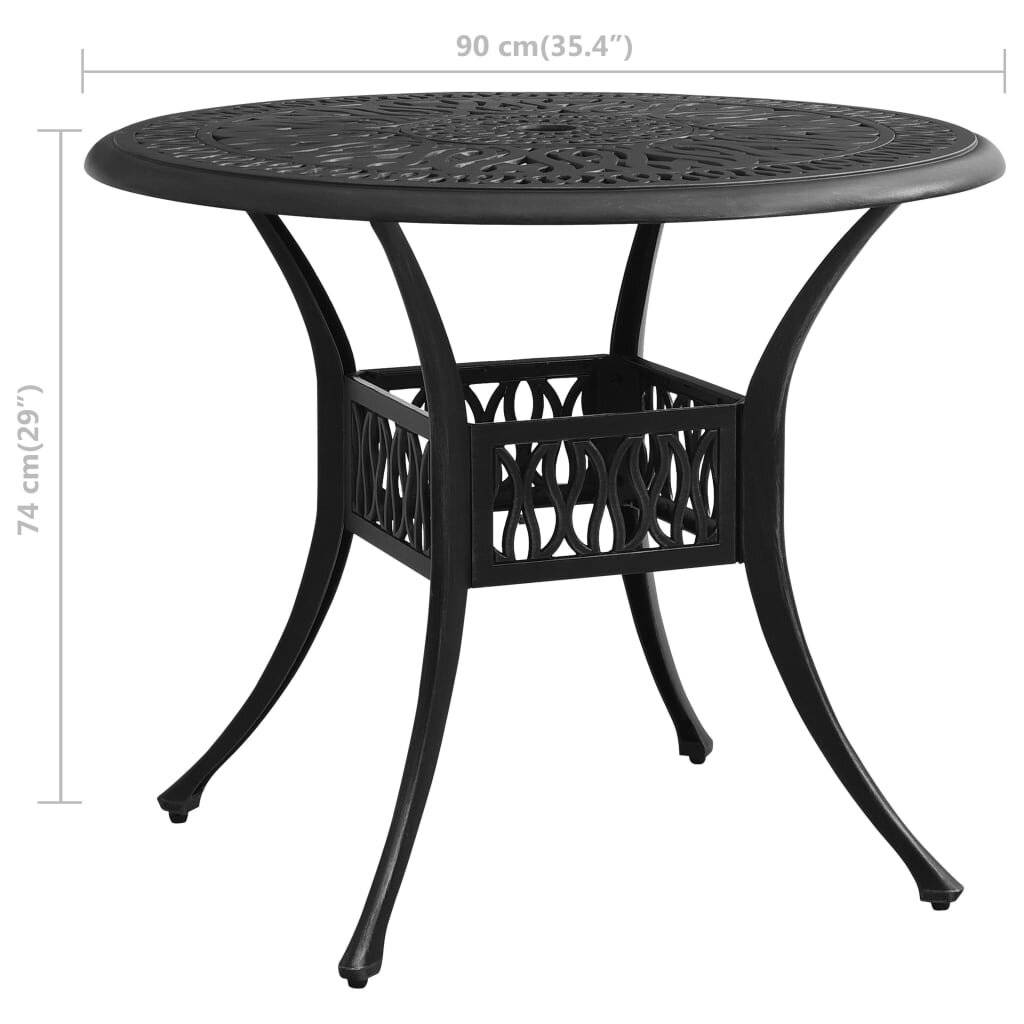 vidaXL Gartentisch Schwarz 90x90x74 cm Aluminiumguss-5