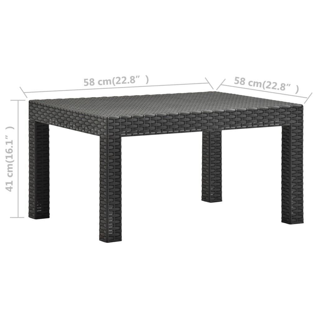 vidaXL Gartentisch Anthrazit 58x58x41 cm PP Rattan-5