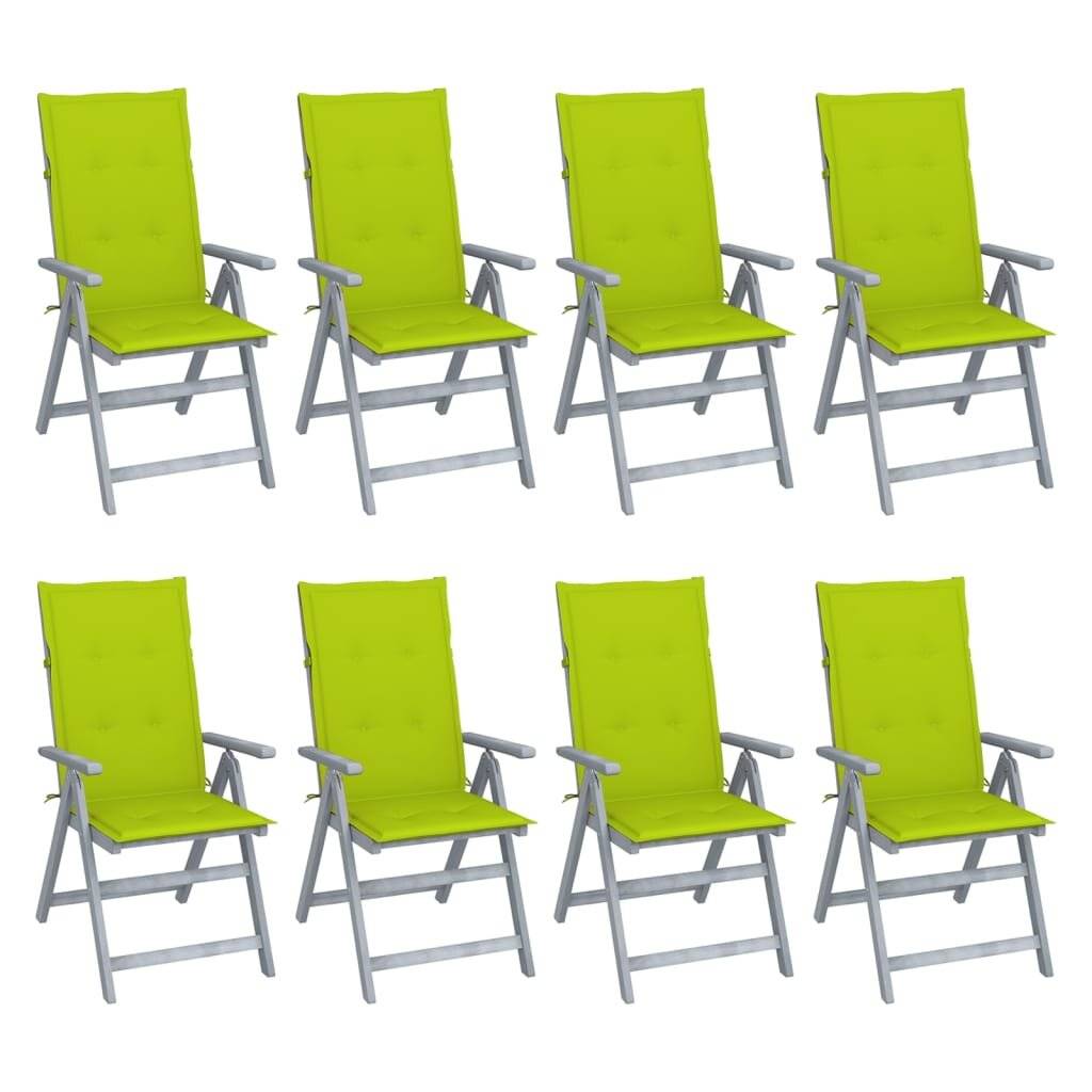 Verstellbare Gartenstühle mit Auflagen 8 Stk. Grau Akazienholz-0
