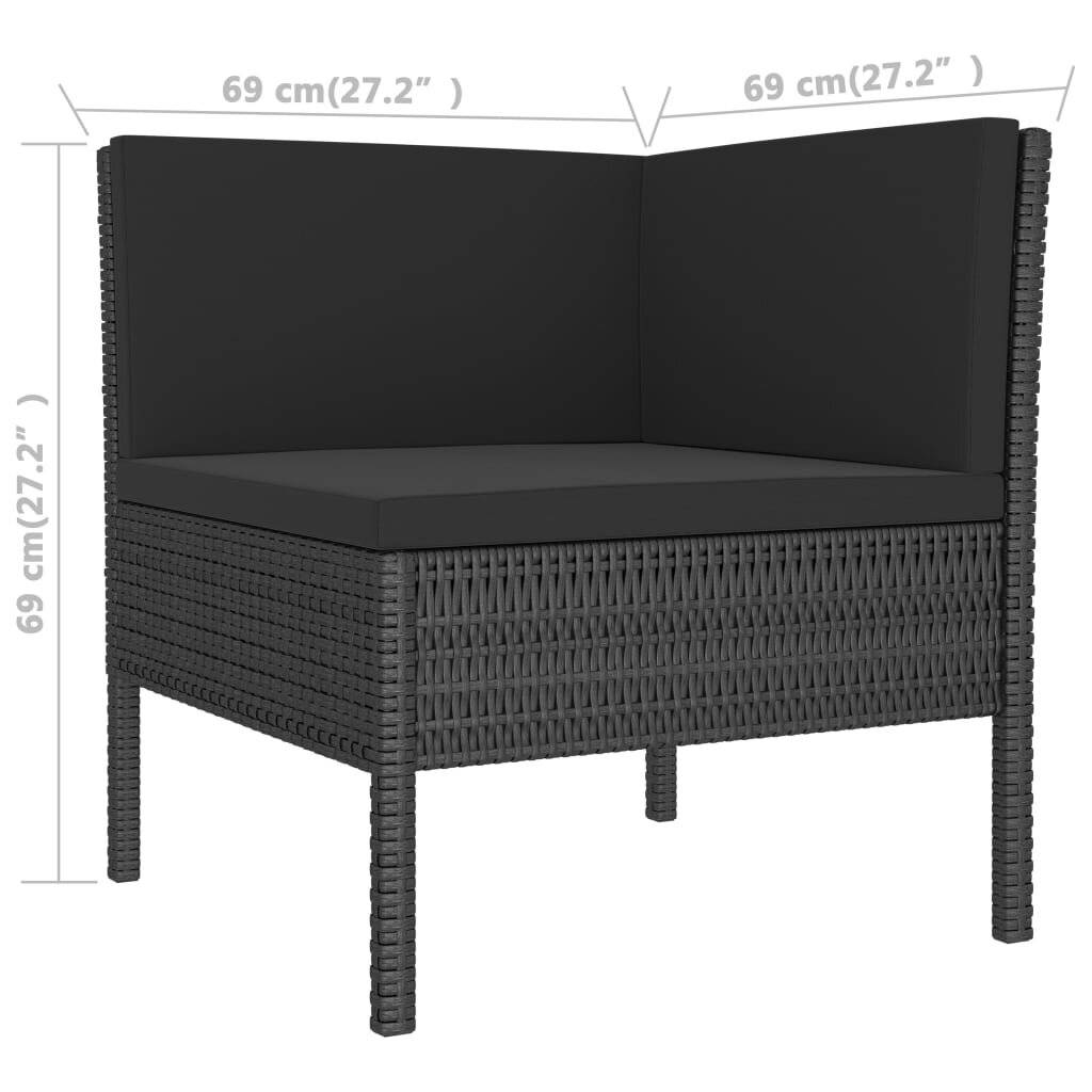 6-tlg. Garten-Lounge-Set mit Auflagen Poly Rattan Schwarz-5