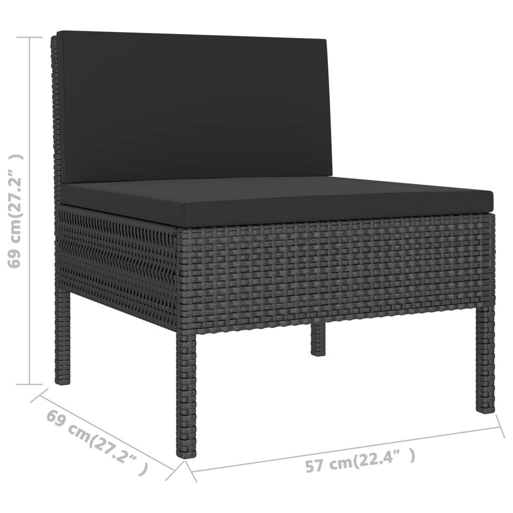 6-tlg. Garten-Lounge-Set mit Auflagen Poly Rattan Schwarz-6
