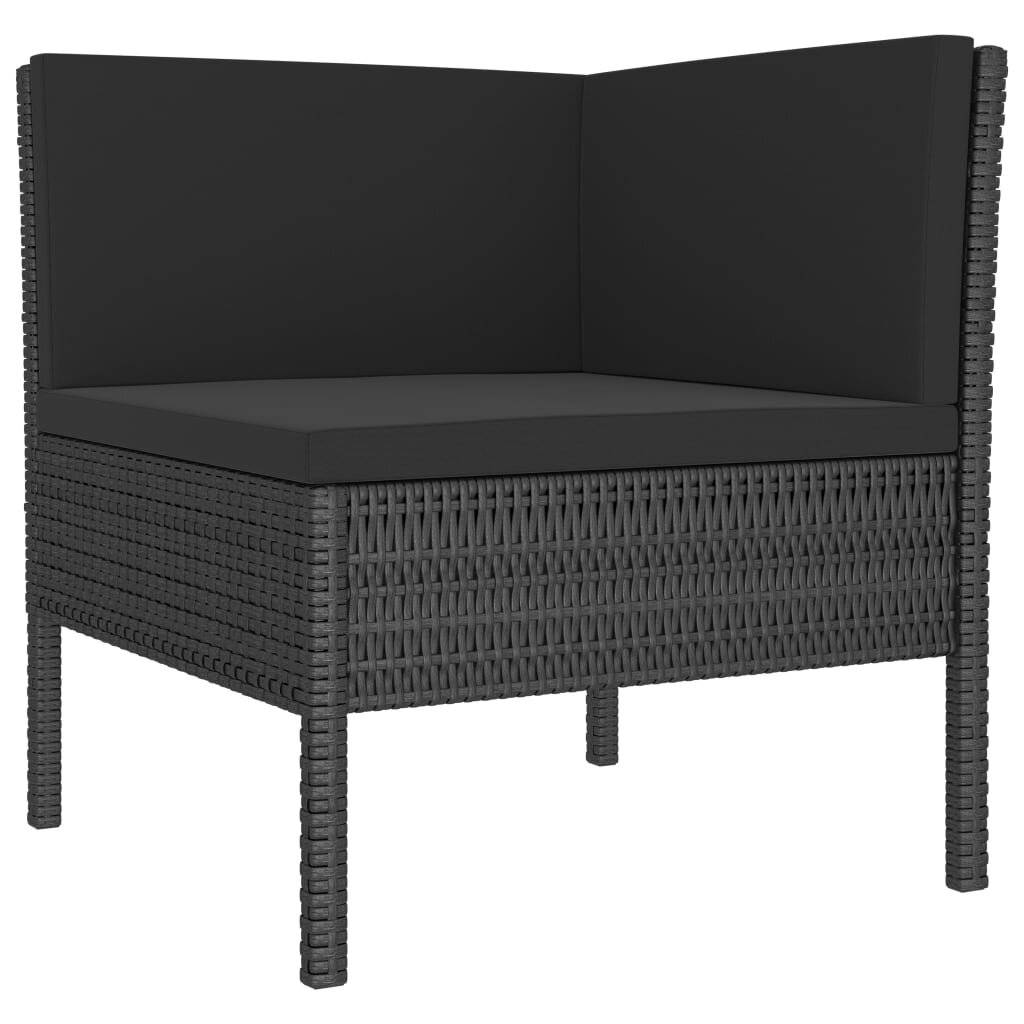 6-tlg. Garten-Lounge-Set mit Auflagen Poly Rattan Schwarz-2