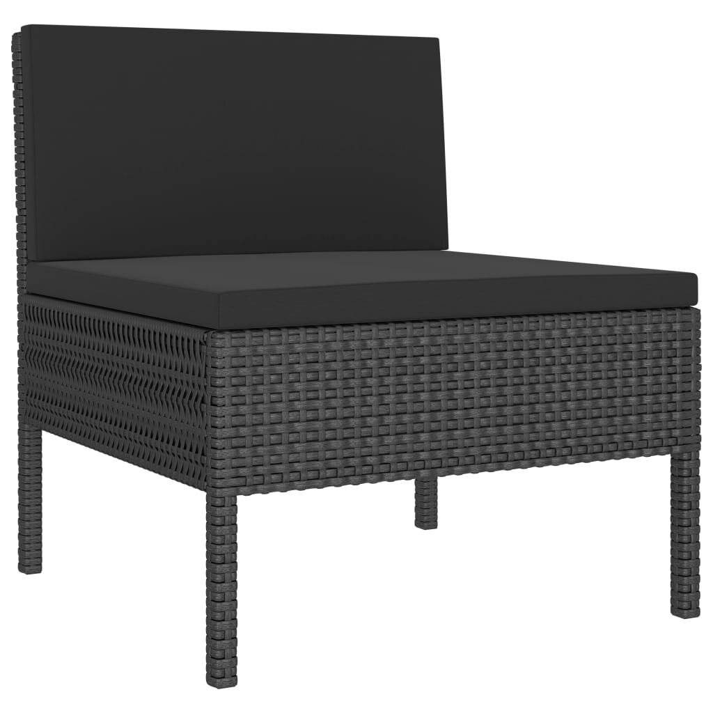 6-tlg. Garten-Lounge-Set mit Auflagen Poly Rattan Schwarz-3