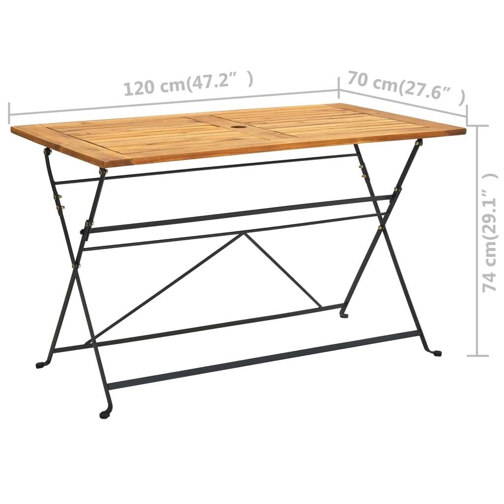 Klappbarer Gartentisch 120x70x74 cm Massivholz Akazie-5