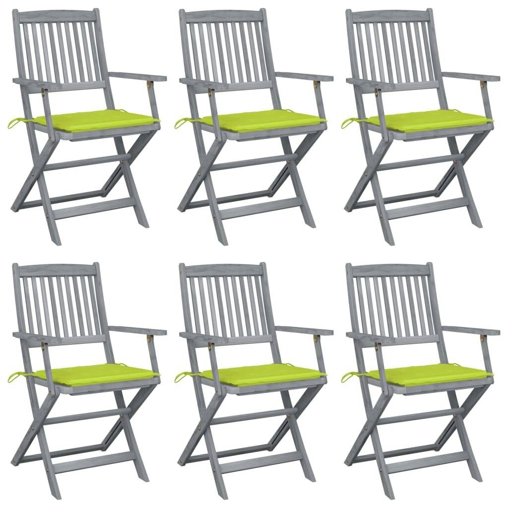 Klappbare Gartenstühle 6 Stk. mit Sitzkissen Massivholz Akazie-0