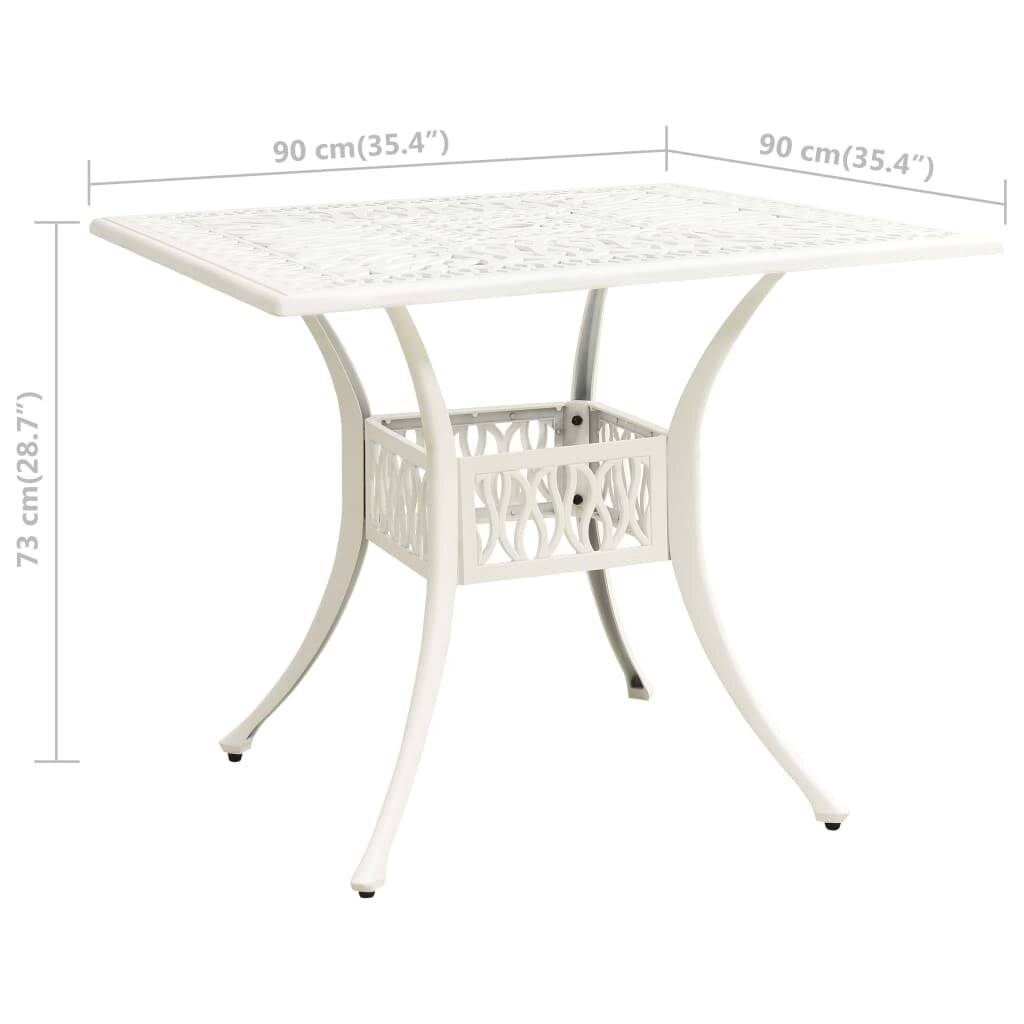 vidaXL Gartentisch Weiß 90x90x73 cm Aluminiumguss-5