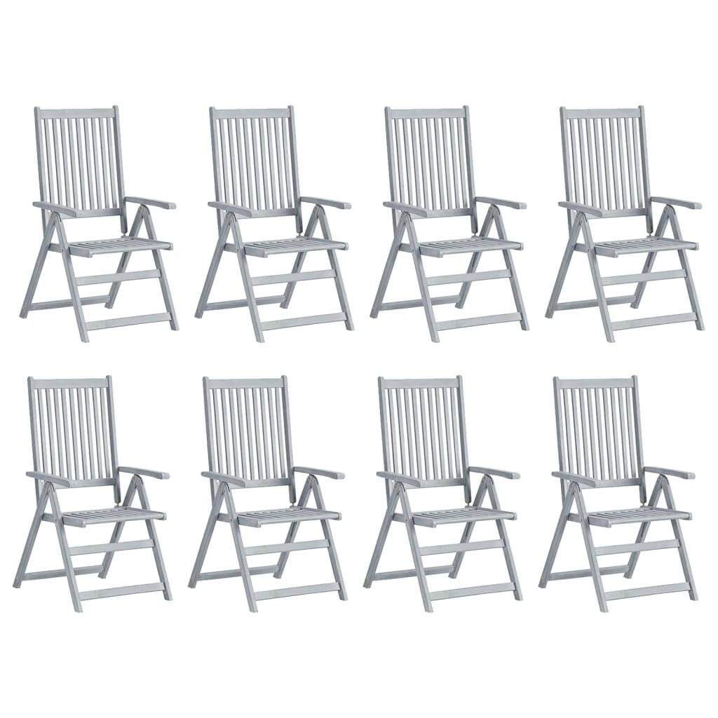 Verstellbare Gartenstühle mit Auflagen 8 Stk. Grau Akazienholz-1