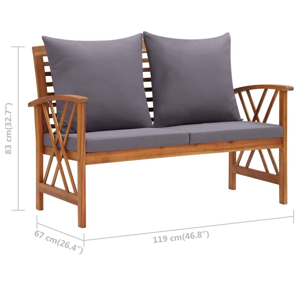 vidaXL Gartenbank mit Kissen 119 cm Massivholz Akazie-6