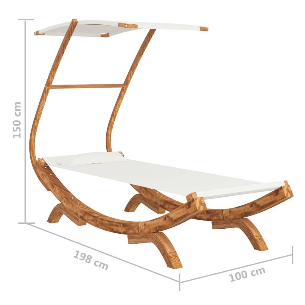 vidaXL Sonnenliege mit Dach 100x190x134 cm Bugholz Massiv Creme-6