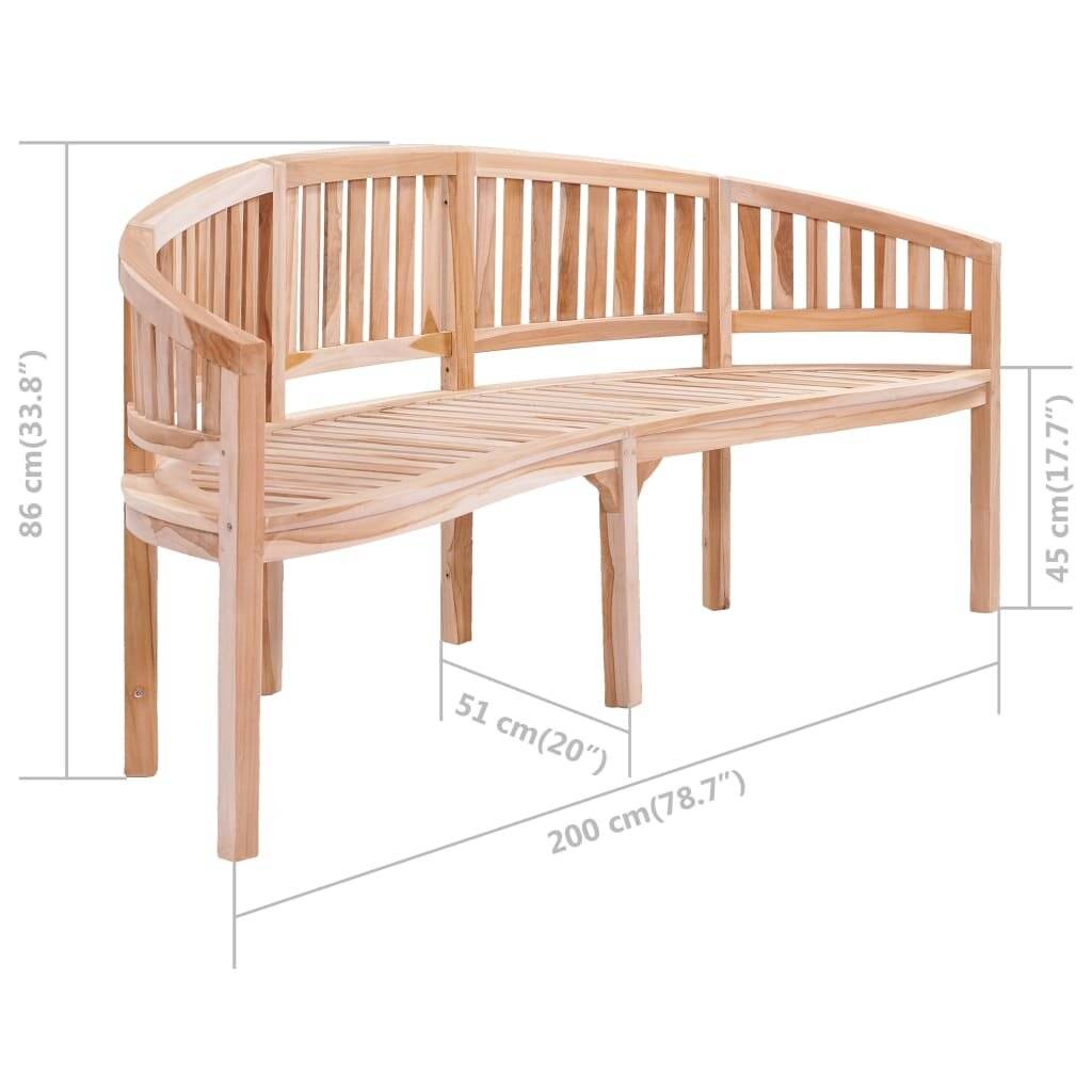 vidaXL Bananenbank 200 cm Massivholz Teak-6