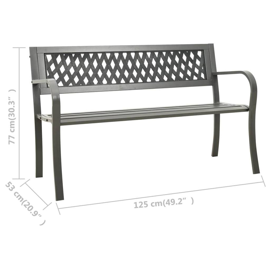 vidaXL Gartenbank 125 cm Stahl Grau-5