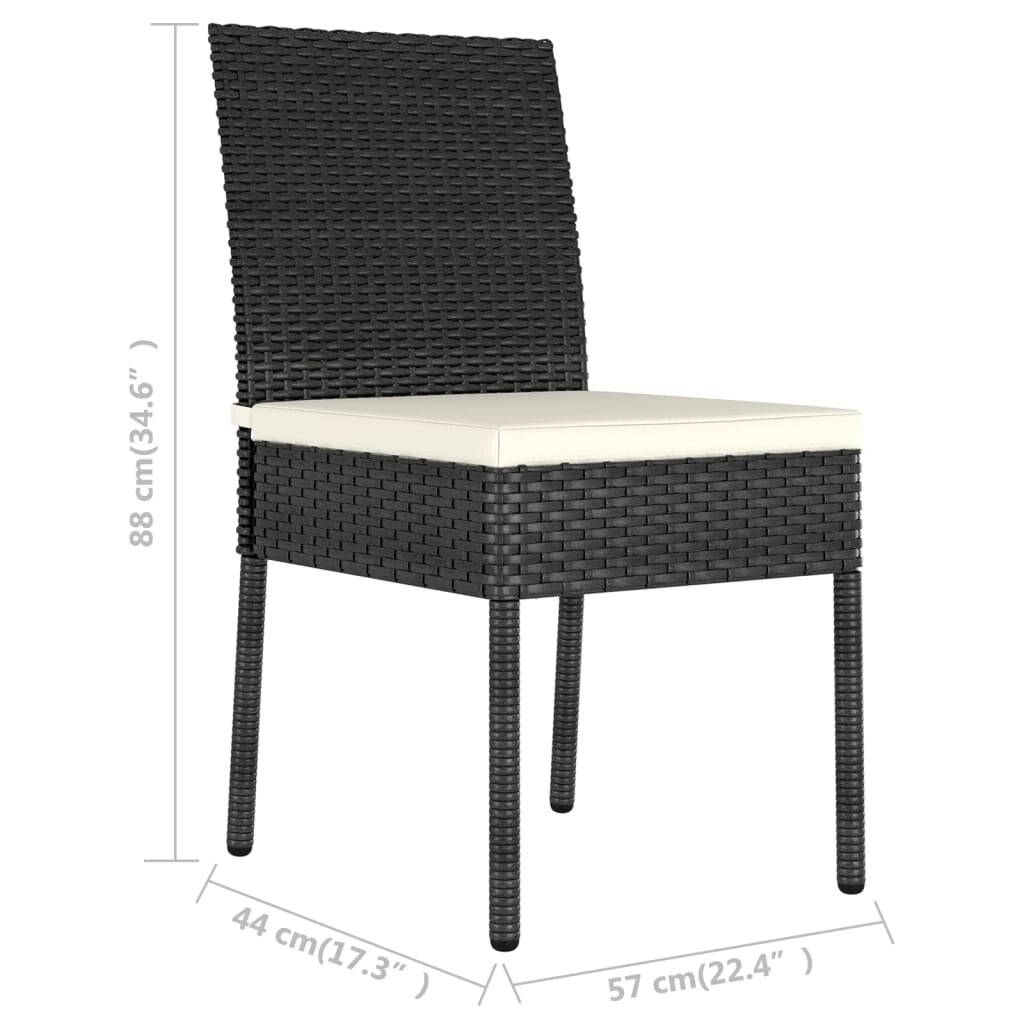 Garten-Essstühle 2 Stk. Poly Rattan Schwarz-5