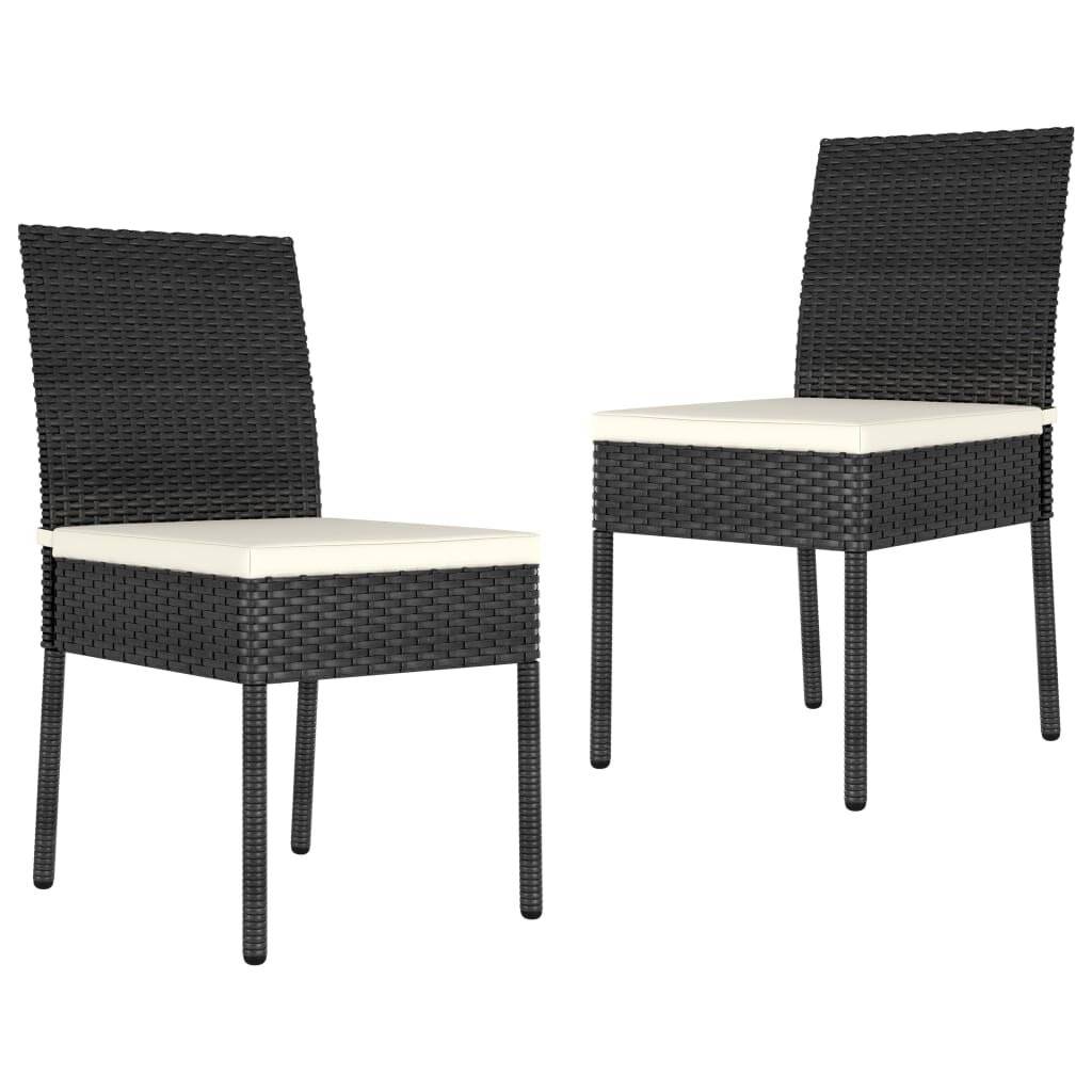 Garten-Essstühle 2 Stk. Poly Rattan Schwarz-0