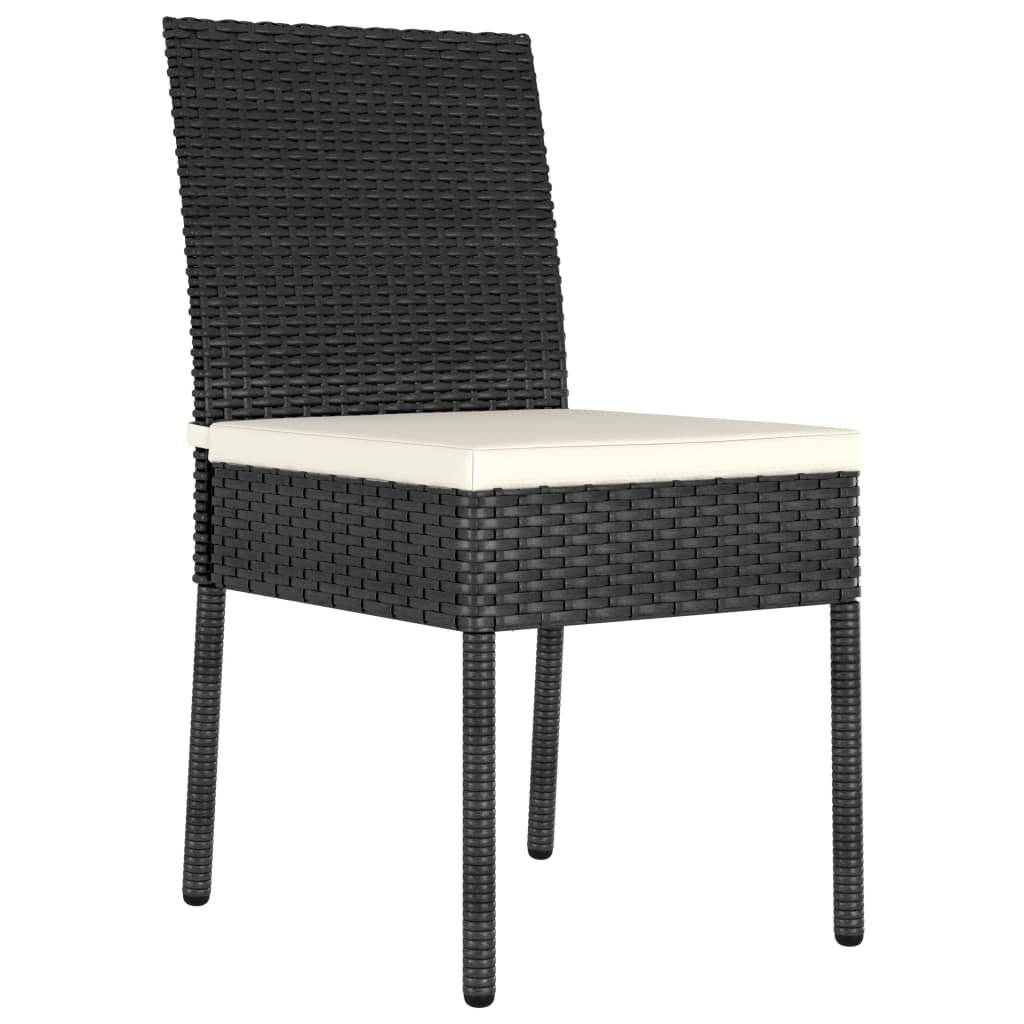 Garten-Essstühle 2 Stk. Poly Rattan Schwarz-1