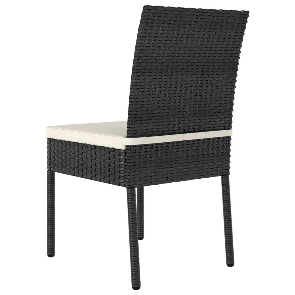Garten-Essstühle 2 Stk. Poly Rattan Schwarz-3