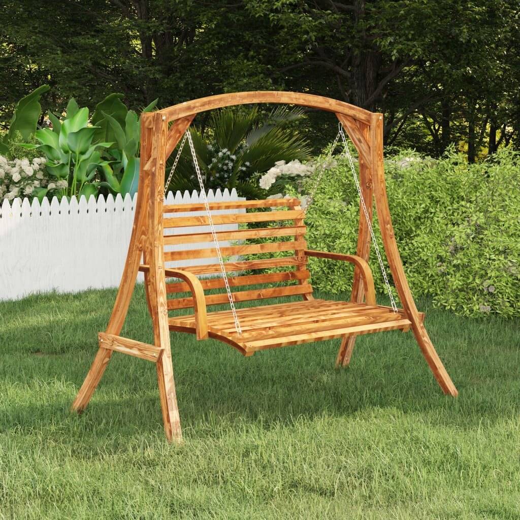 vidaXL Schaukelbank Bugholz Massiv mit Teak-Finish 126x63x92 cm-5