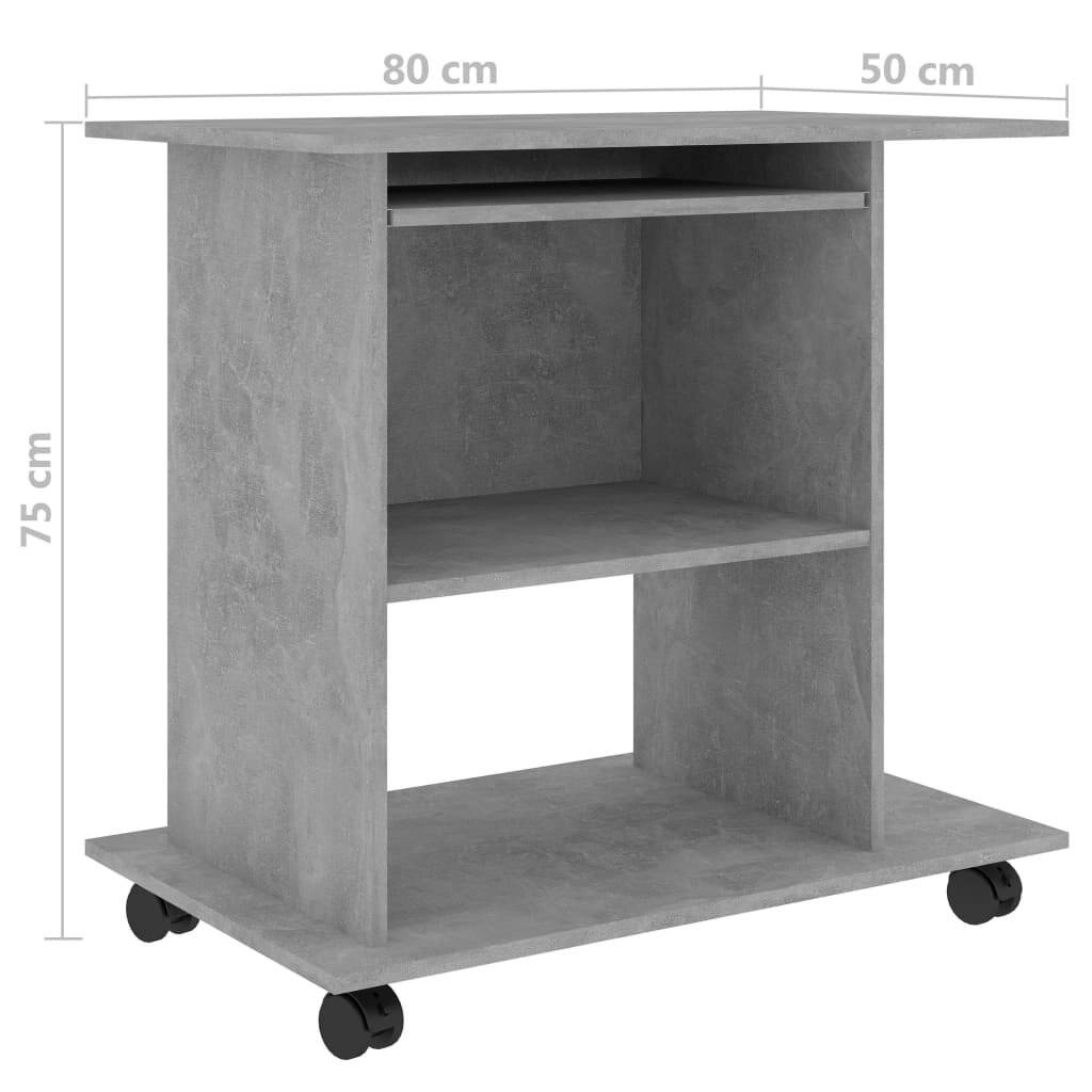 vidaXL Schreibtisch Betongrau 80x50x75 cm Holzwerkstoff-5