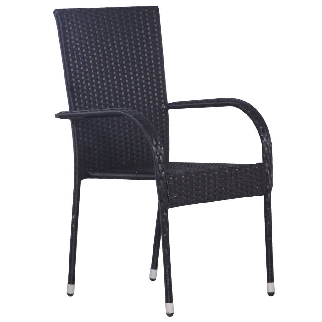 Stapelbare Gartenstühle 4 Stk. Poly Rattan Schwarz-1