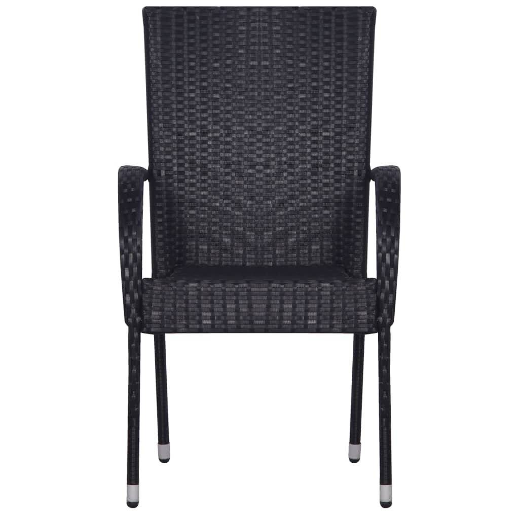Stapelbare Gartenstühle 4 Stk. Poly Rattan Schwarz-2