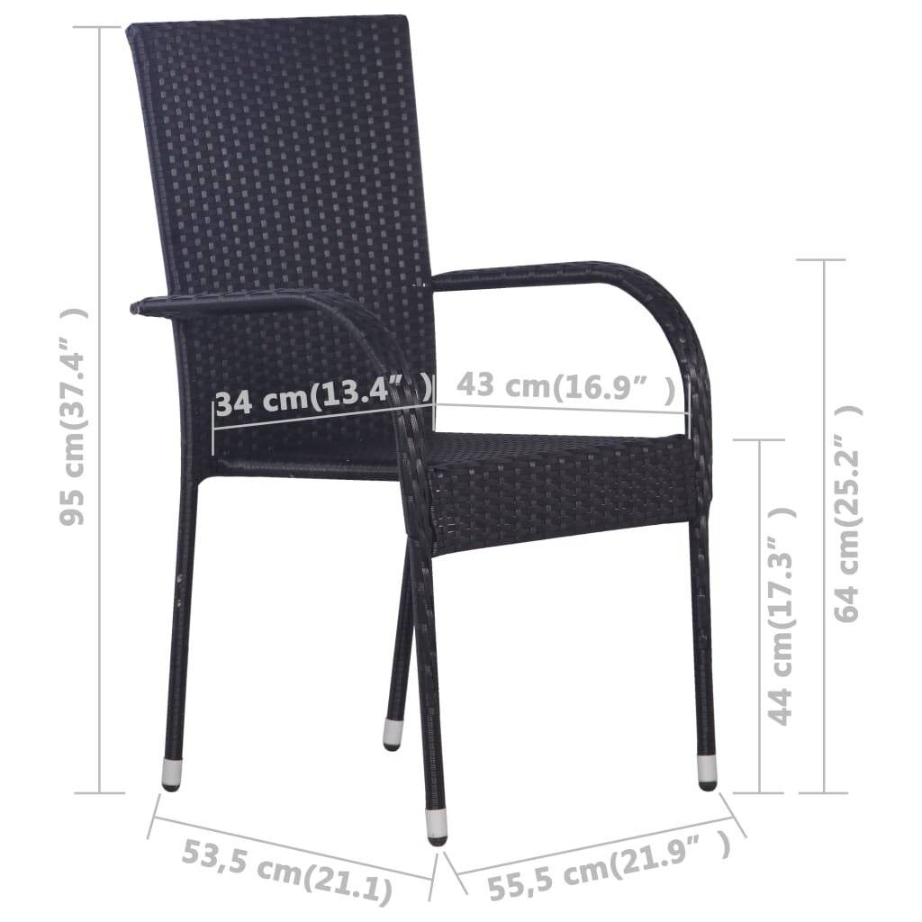 Stapelbare Gartenstühle 4 Stk. Poly Rattan Schwarz-4