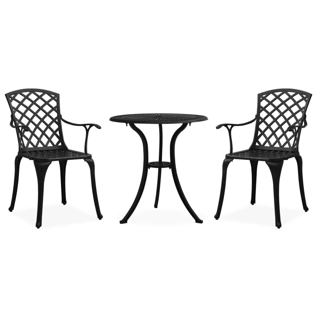 3-tlg. Bistro-Set Aluminiumguss Schwarz-0