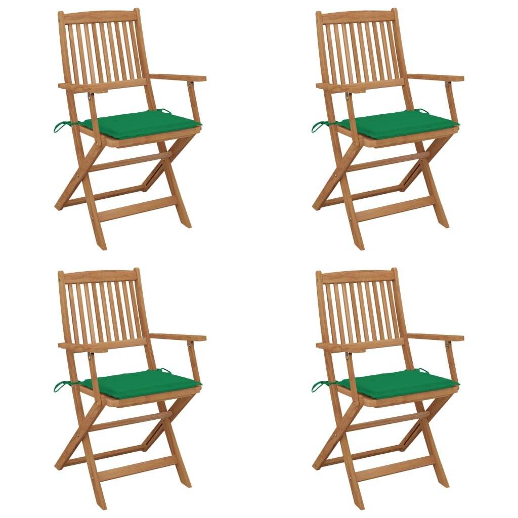 Klappbare Gartenstühle 4 Stk. mit Kissen Massivholz Akazie-0