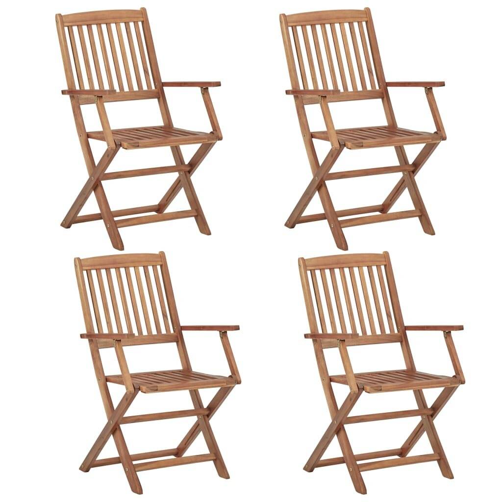 Klappbare Gartenstühle 4 Stk. mit Kissen Massivholz Akazie-2