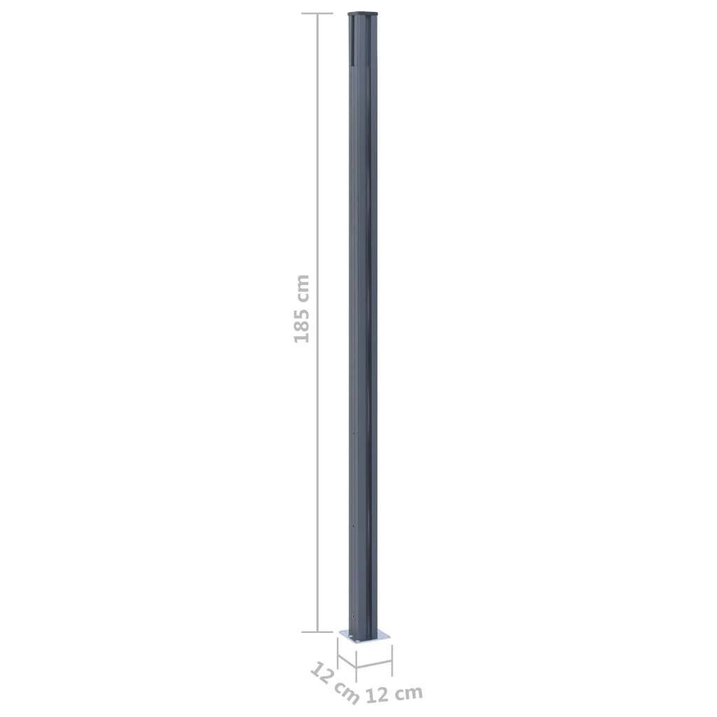 Symbolbild für Zaunpfosten 3 Stk. Dunkelgrau 185 cm Aluminium