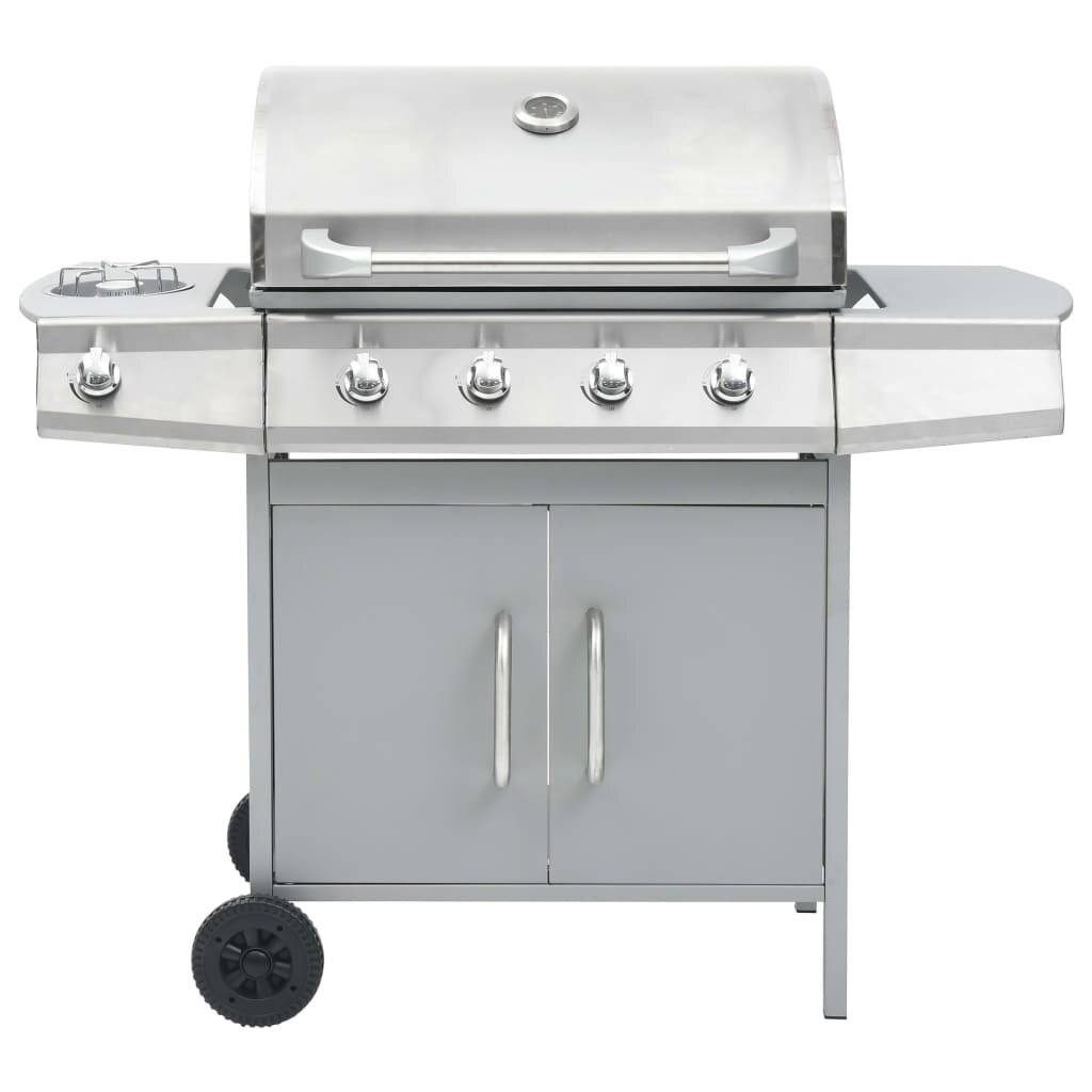 vidaXL Gasgrill 4+1 Flammen Silbern Edelstahl-5