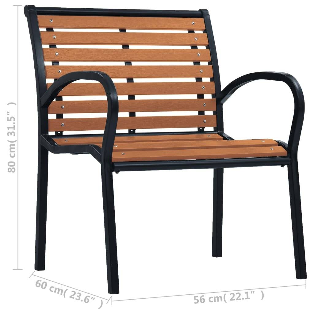 Gartenstühle 2 Stk. Stahl und WPC Schwarz und Braun-6