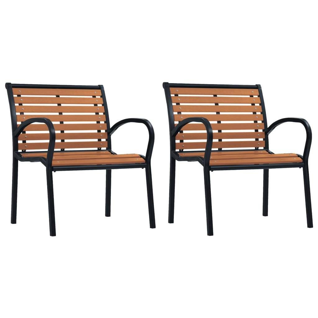 Gartenstühle 2 Stk. Stahl und WPC Schwarz und Braun-0