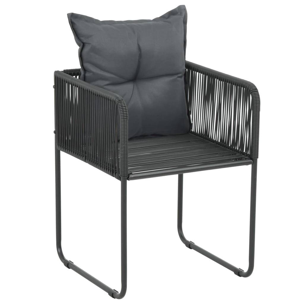 3-tlg. Garten-Essgruppe PVC Rattan Schwarz-2