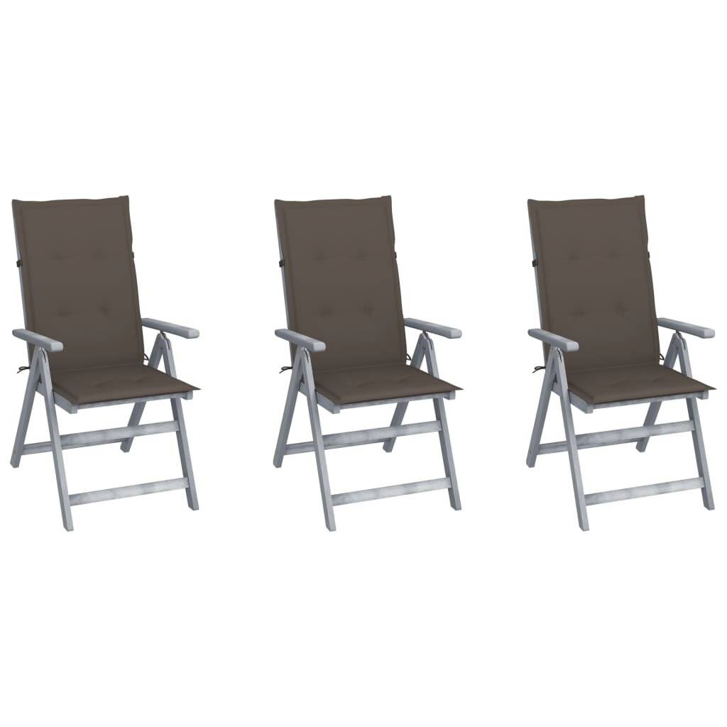 Verstellbare Gartenstühle 3 Stk. mit Auflagen Massivholz Akazie-0