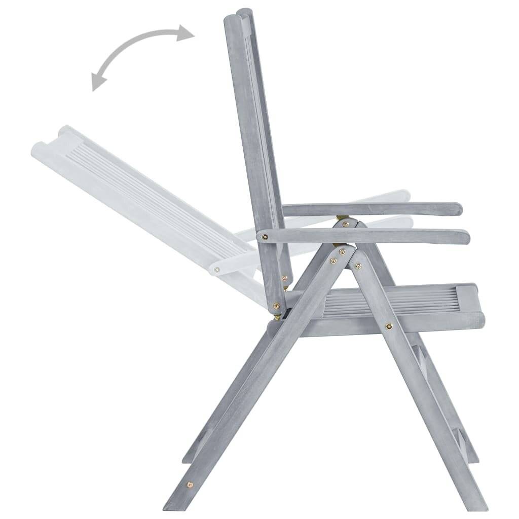 Verstellbare Gartenstühle 3 Stk. mit Auflagen Massivholz Akazie-4