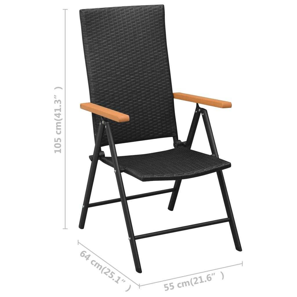 Gartenstühle 4 Stk. Poly Rattan Schwarz-5
