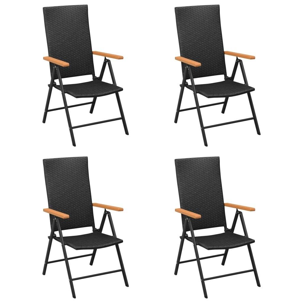 Gartenstühle 4 Stk. Poly Rattan Schwarz-0