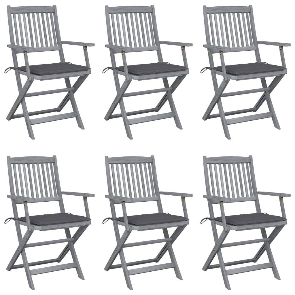 Klappbare Gartenstühle 6 Stk. mit Sitzkissen Massivholz Akazie-0