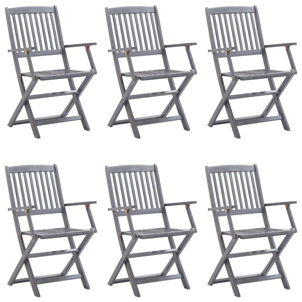 Klappbare Gartenstühle 6 Stk. mit Sitzkissen Massivholz Akazie-1