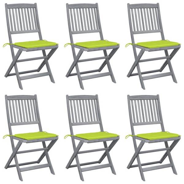 Klappbare Gartenstühle 6 Stk. mit Sitzkissen Massivholz Akazie